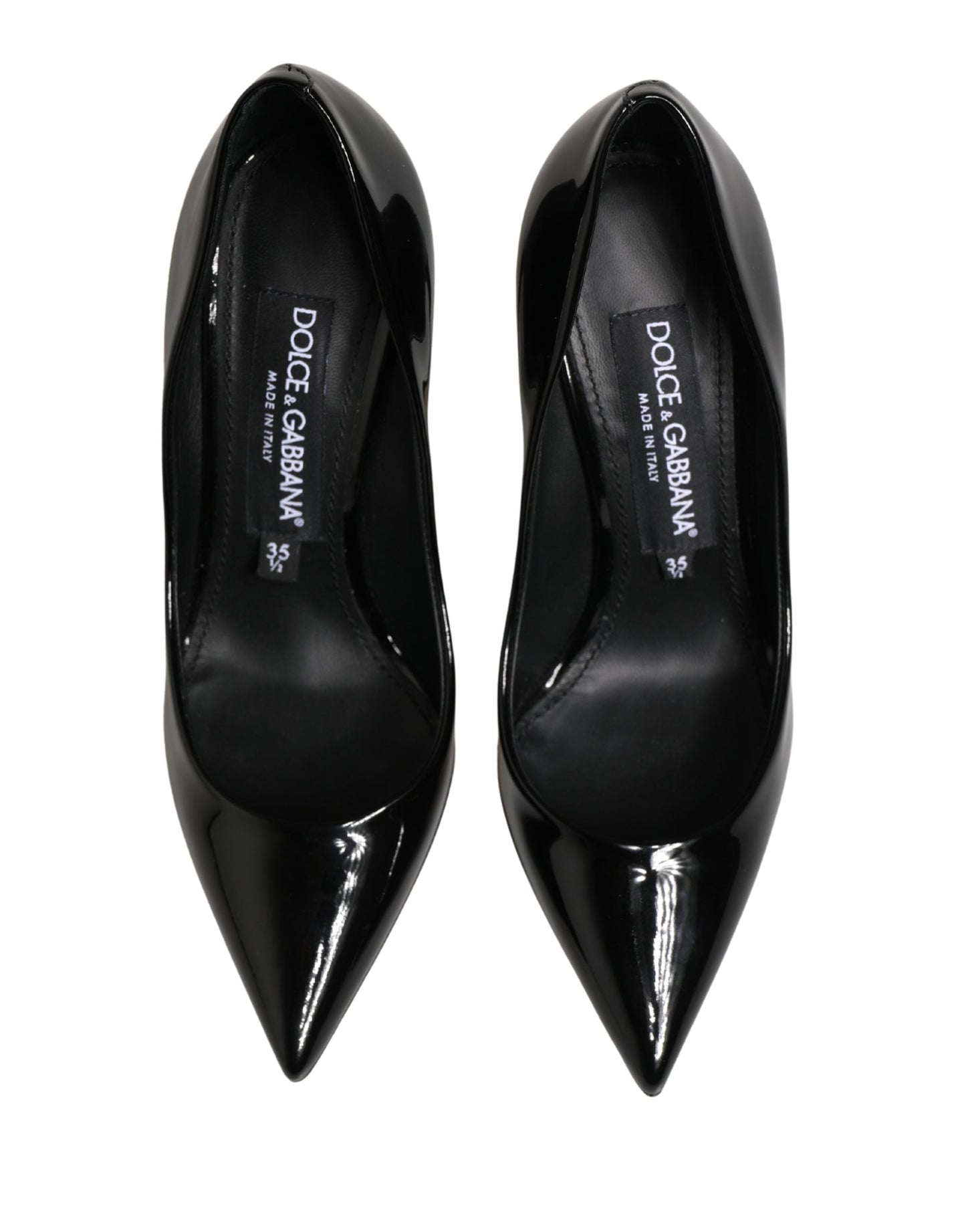 Dolce & Gabbana Black Calf Leather Stiletto Heels Pumps Shoes