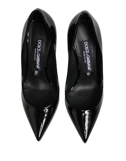 Dolce & Gabbana Black Calf Leather Stiletto Heels Pumps Shoes