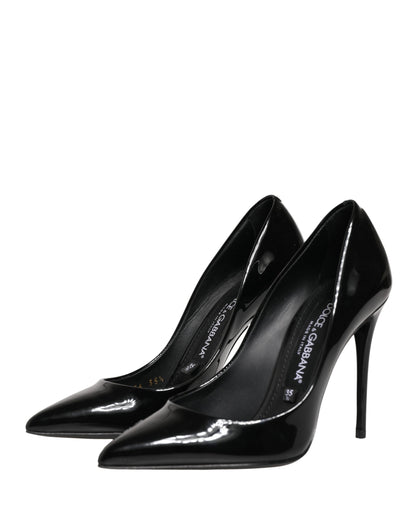 Dolce & Gabbana Black Calf Leather Stiletto Heels Pumps Shoes