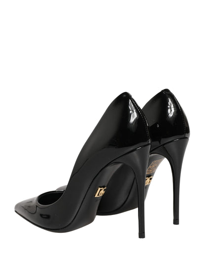 Dolce & Gabbana Black Calf Leather Stiletto Heels Pumps Shoes