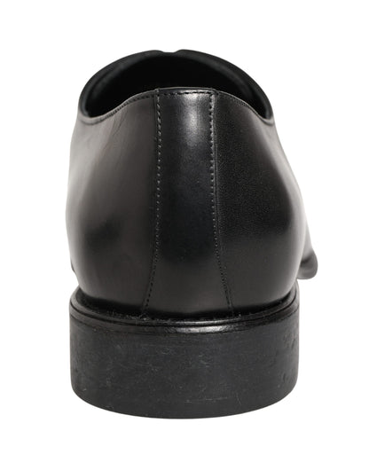 Dolce & Gabbana Black Calfskin Leather Derby Men Dress Shoes
