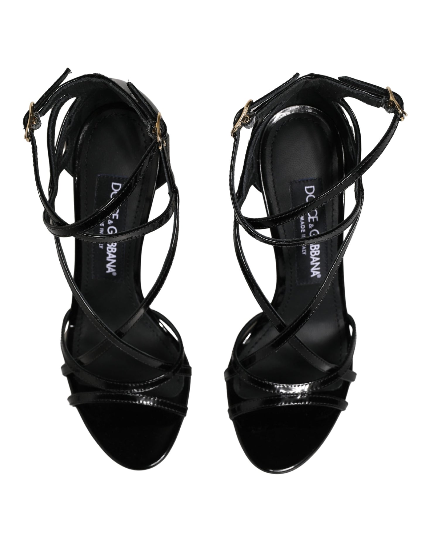 Dolce & Gabbana Black Leather Stiletto Heel Sandals Shoes
