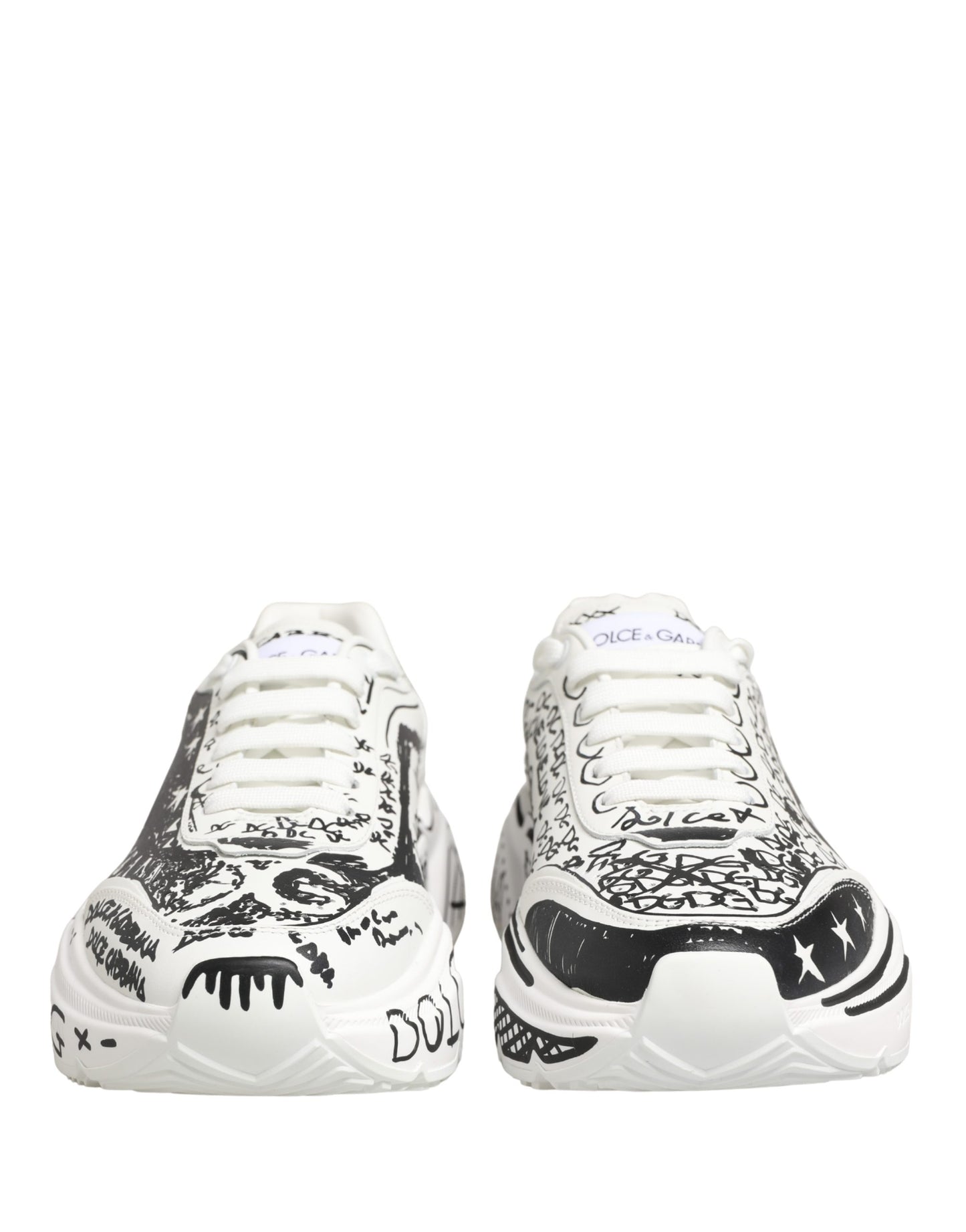 Dolce & Gabbana White Daymaster Graffiti Low Top Sneakers Shoes
