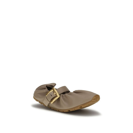 Balmain Beige Lamb Ovis Aries Ballet Flats