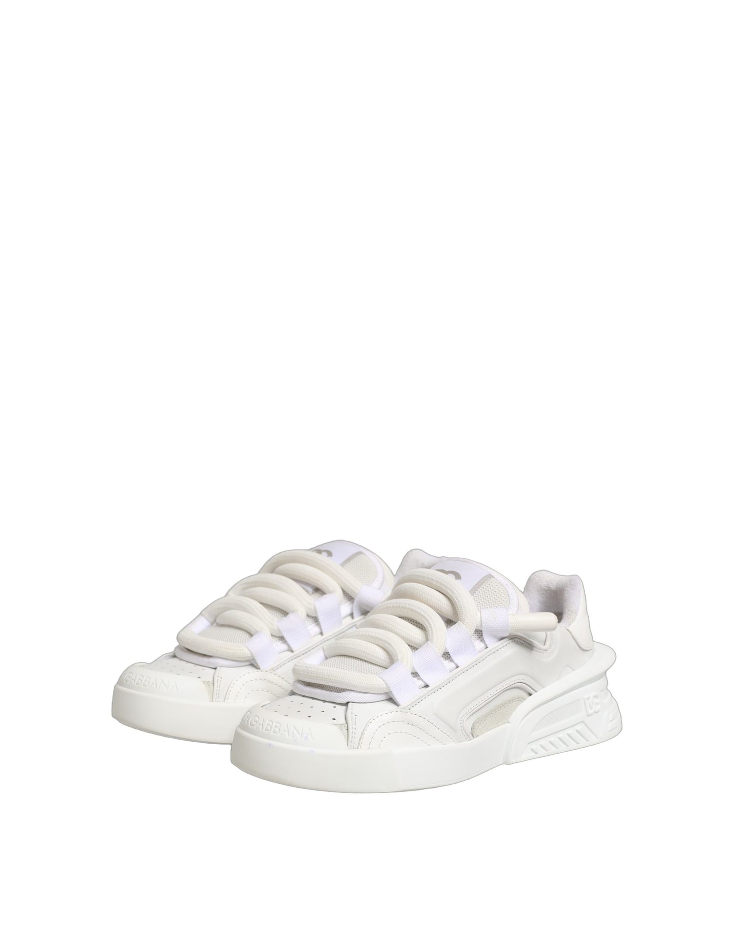 Dolce & Gabbana White Calfskin Leather Low Top Sneakers Shoes