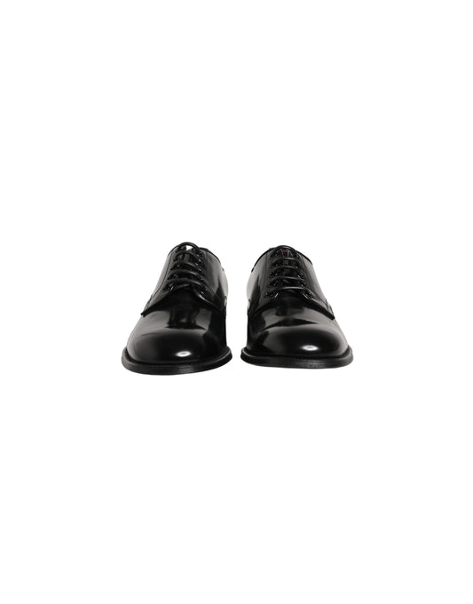 Dolce & Gabbana Black Calfskin Leather Derby Men Dress Shoes