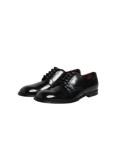 Dolce & Gabbana Black Calfskin Leather Derby Men Dress Shoes