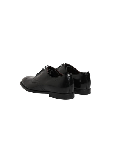 Dolce & Gabbana Black Calfskin Leather Derby Men Dress Shoes
