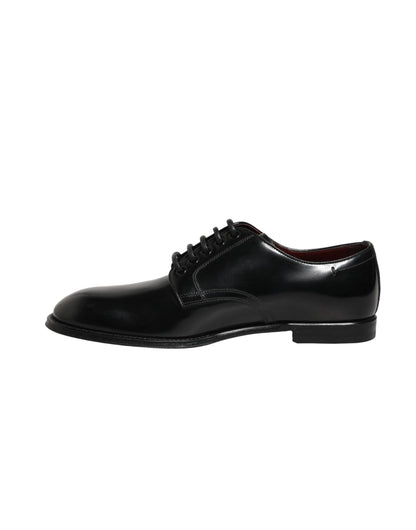 Dolce & Gabbana Black Calfskin Leather Derby Men Dress Shoes