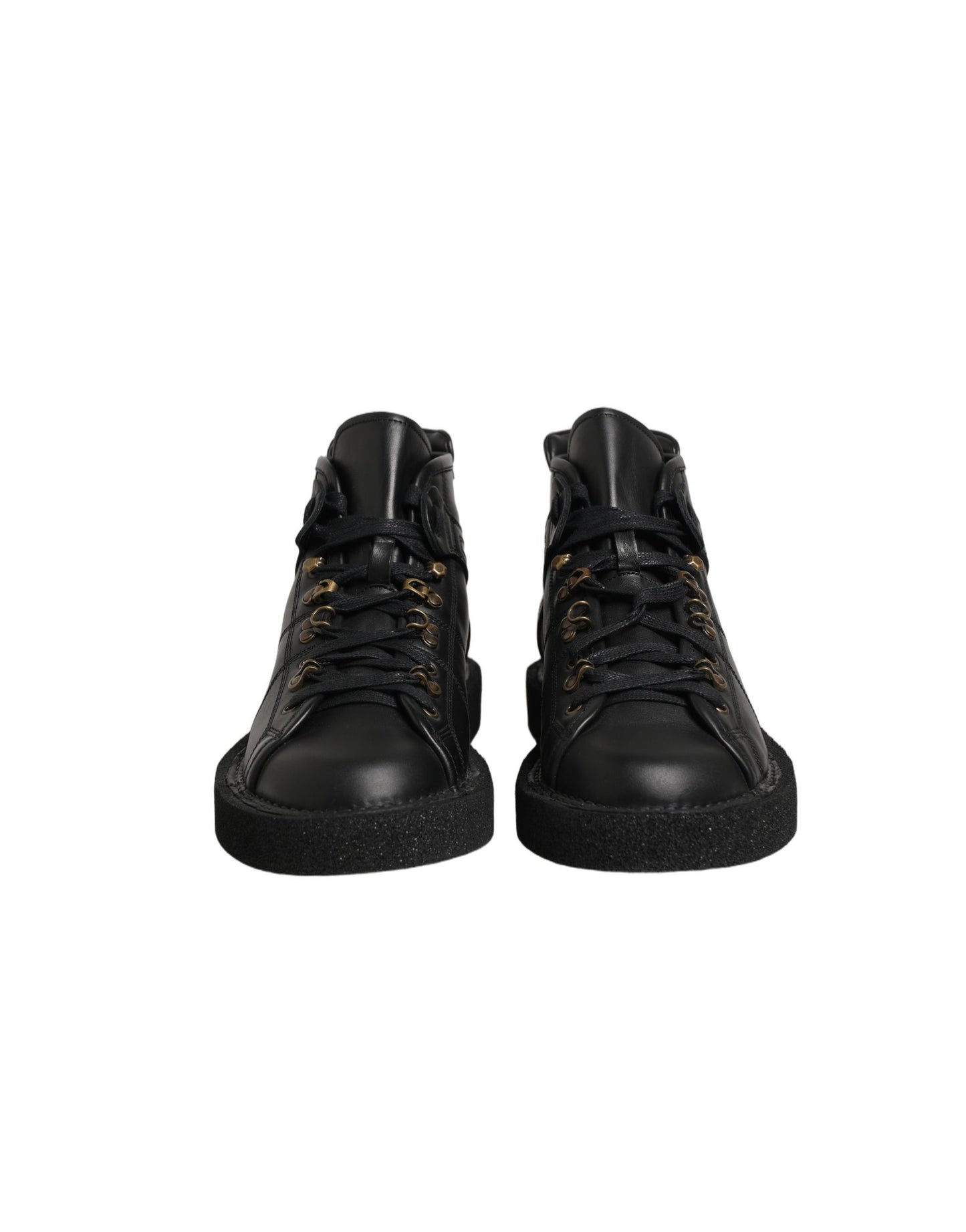 Dolce & Gabbana Black Leather Lace Up Men Ankle Boots Shoes