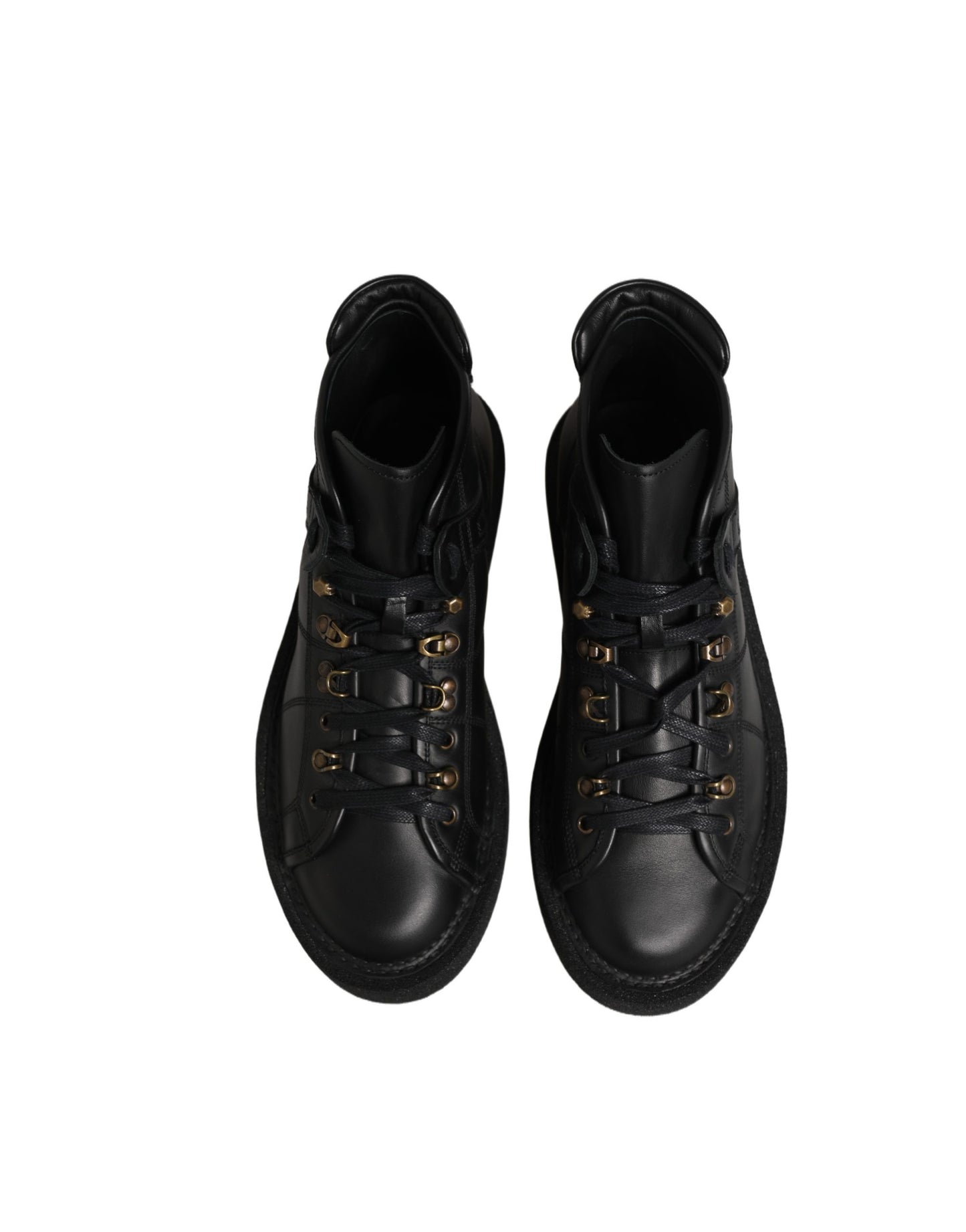 Dolce & Gabbana Black Leather Lace Up Men Ankle Boots Shoes
