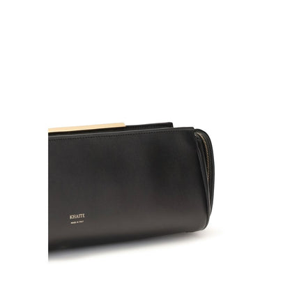 Khaite Black Calf Leather Bos Taurus Clutch Bag