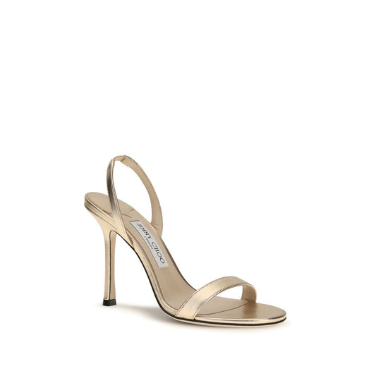 Jimmy Choo Gold Calf Leather Bos Taurus Stiletto Heel Sandals