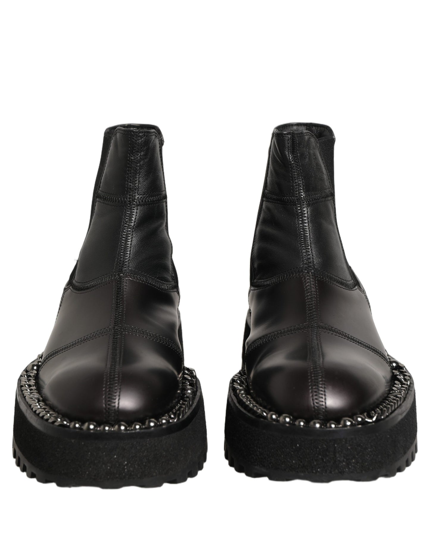 Dolce & Gabbana Black Leather Slip On Chelsea Boots Shoes