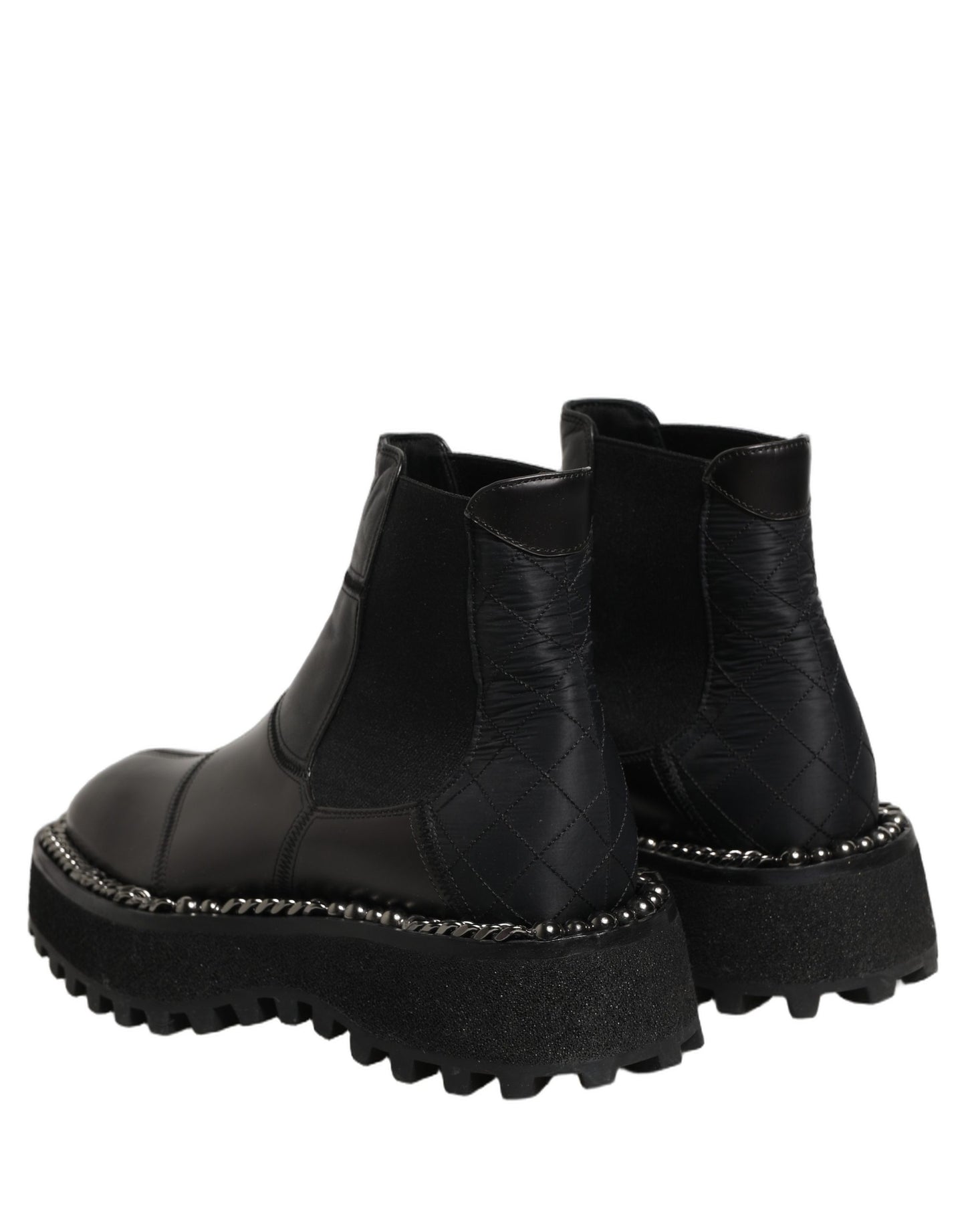 Dolce & Gabbana Black Leather Slip On Chelsea Boots Shoes