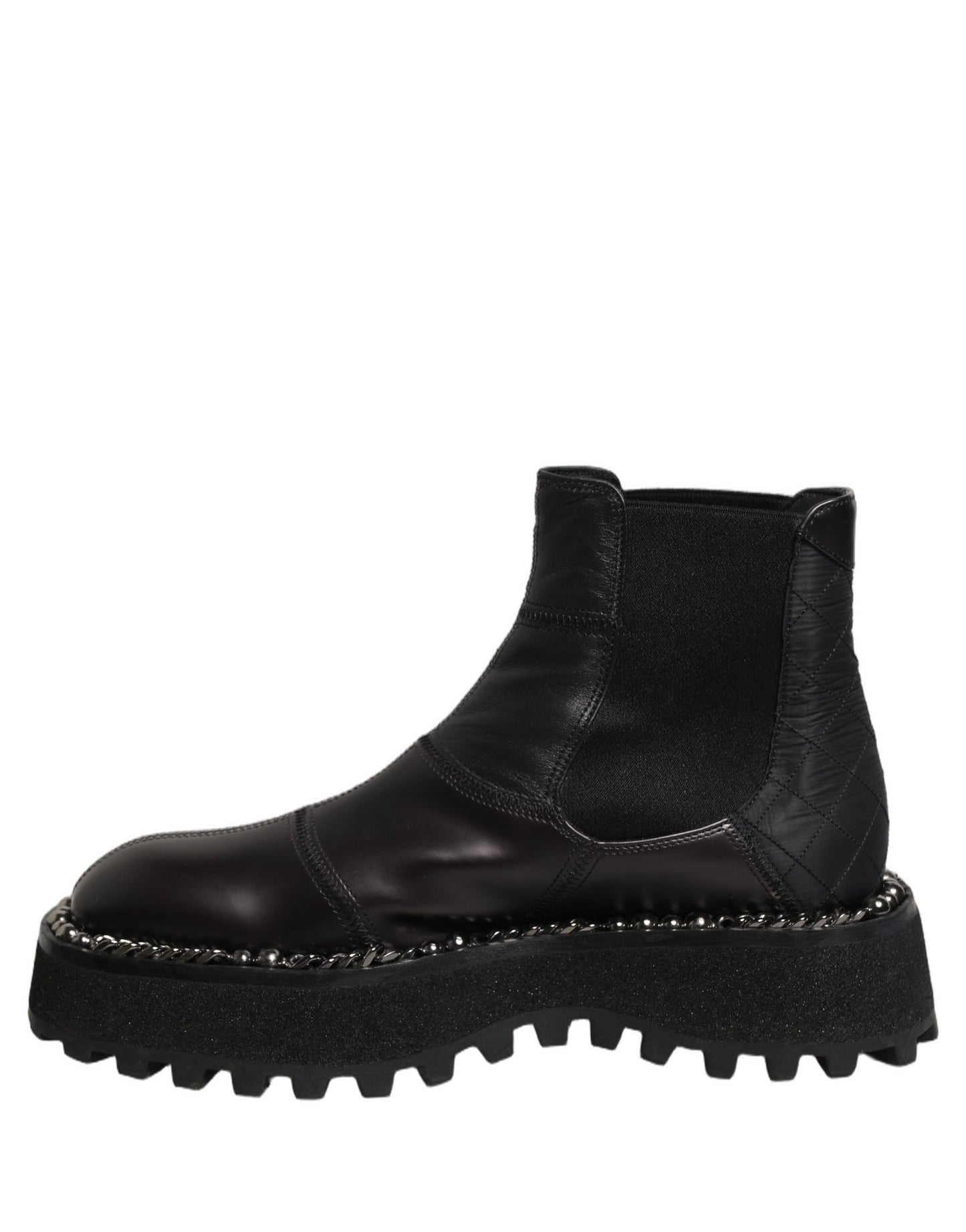 Dolce & Gabbana Black Leather Slip On Chelsea Boots Shoes