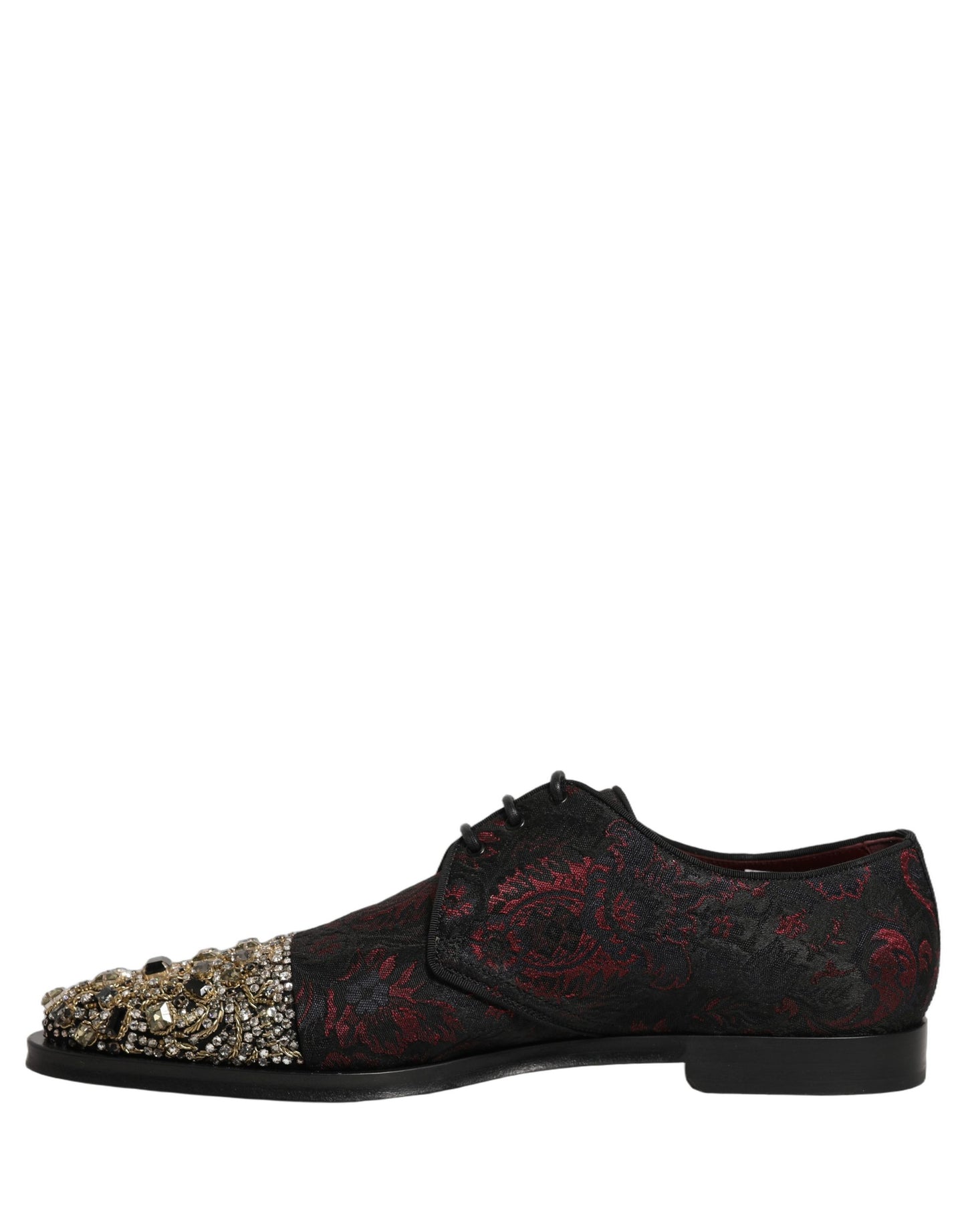Dolce & Gabbana Black Red Embellished Derby Dress Formal Shoes
