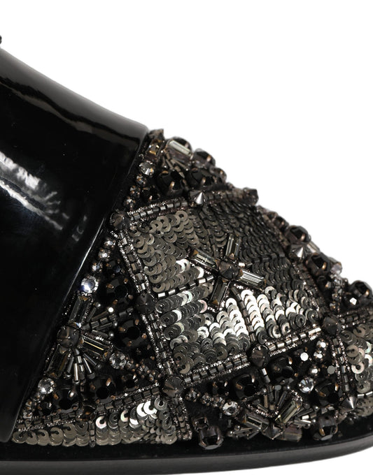 Dolce & Gabbana Black Embellished Men Derby Dress Formal Shoes