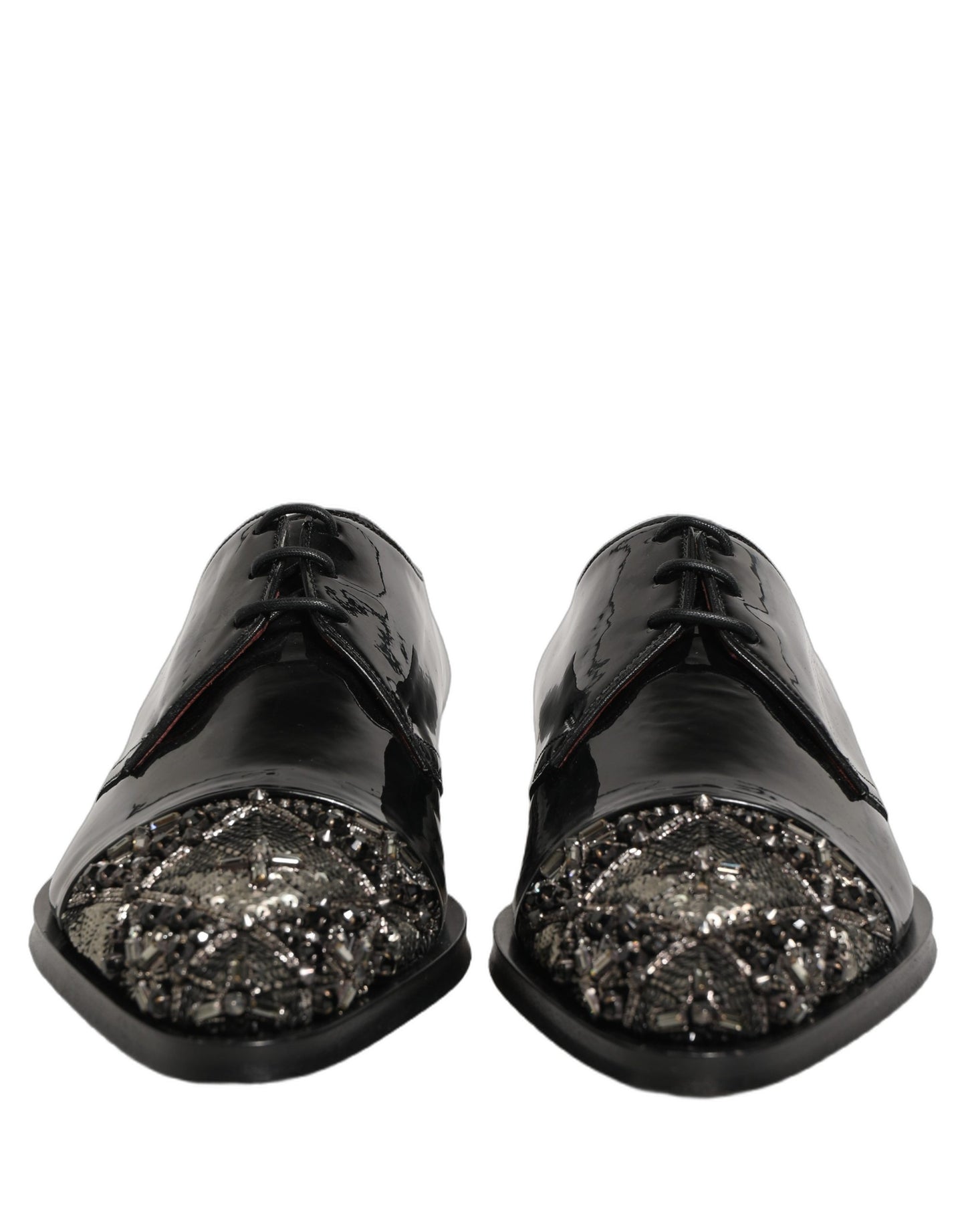 Dolce & Gabbana Black Embellished Men Derby Dress Formal Shoes