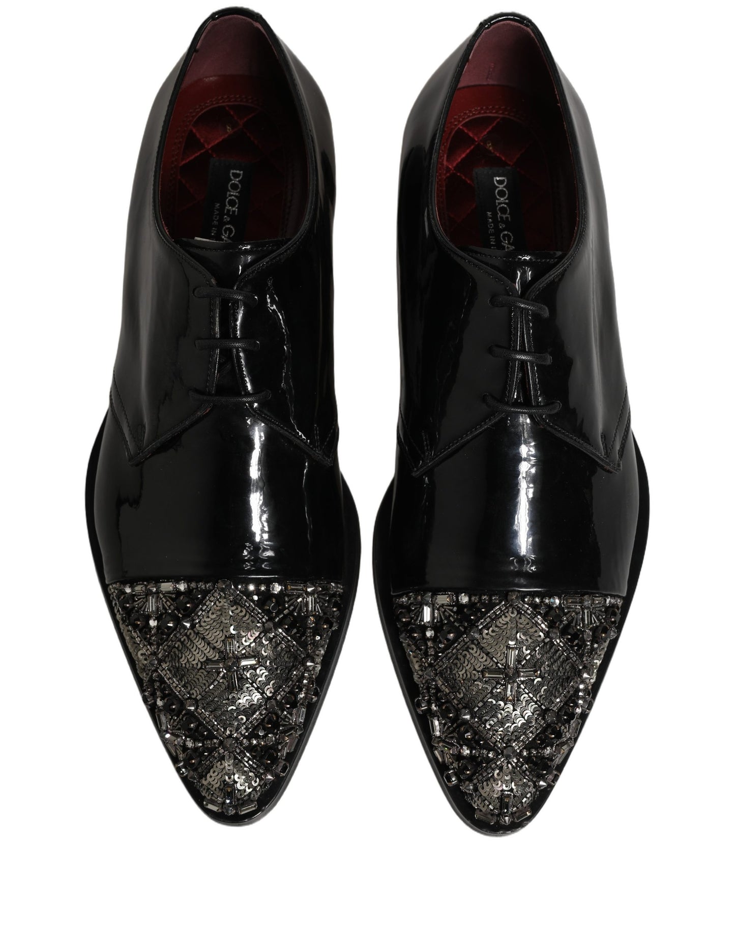 Dolce & Gabbana Black Embellished Men Derby Dress Formal Shoes
