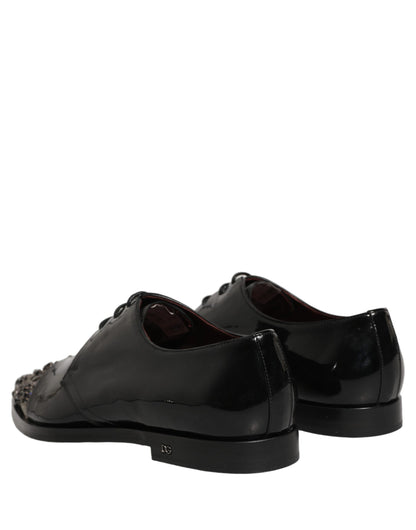Dolce & Gabbana Black Embellished Men Derby Dress Formal Shoes