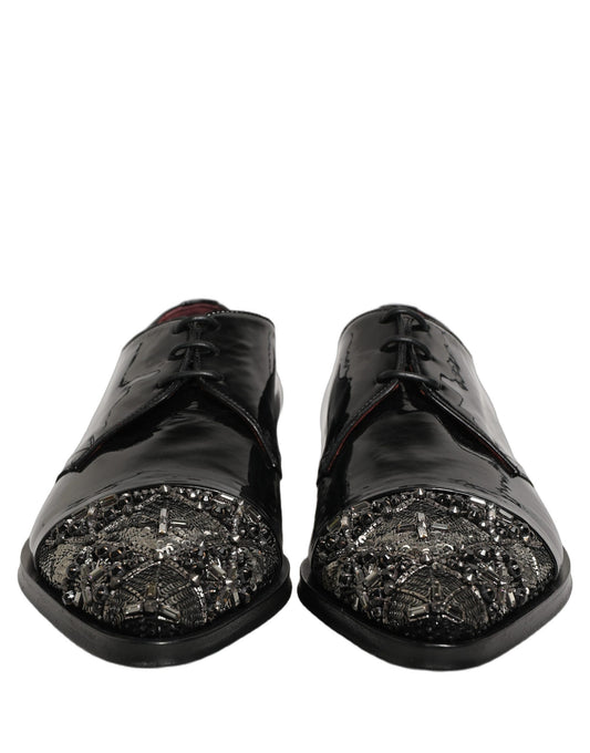 Dolce & Gabbana Black Embellished Derby Dress Formal Shoes