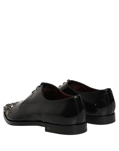 Dolce & Gabbana Black Embellished Derby Dress Formal Shoes