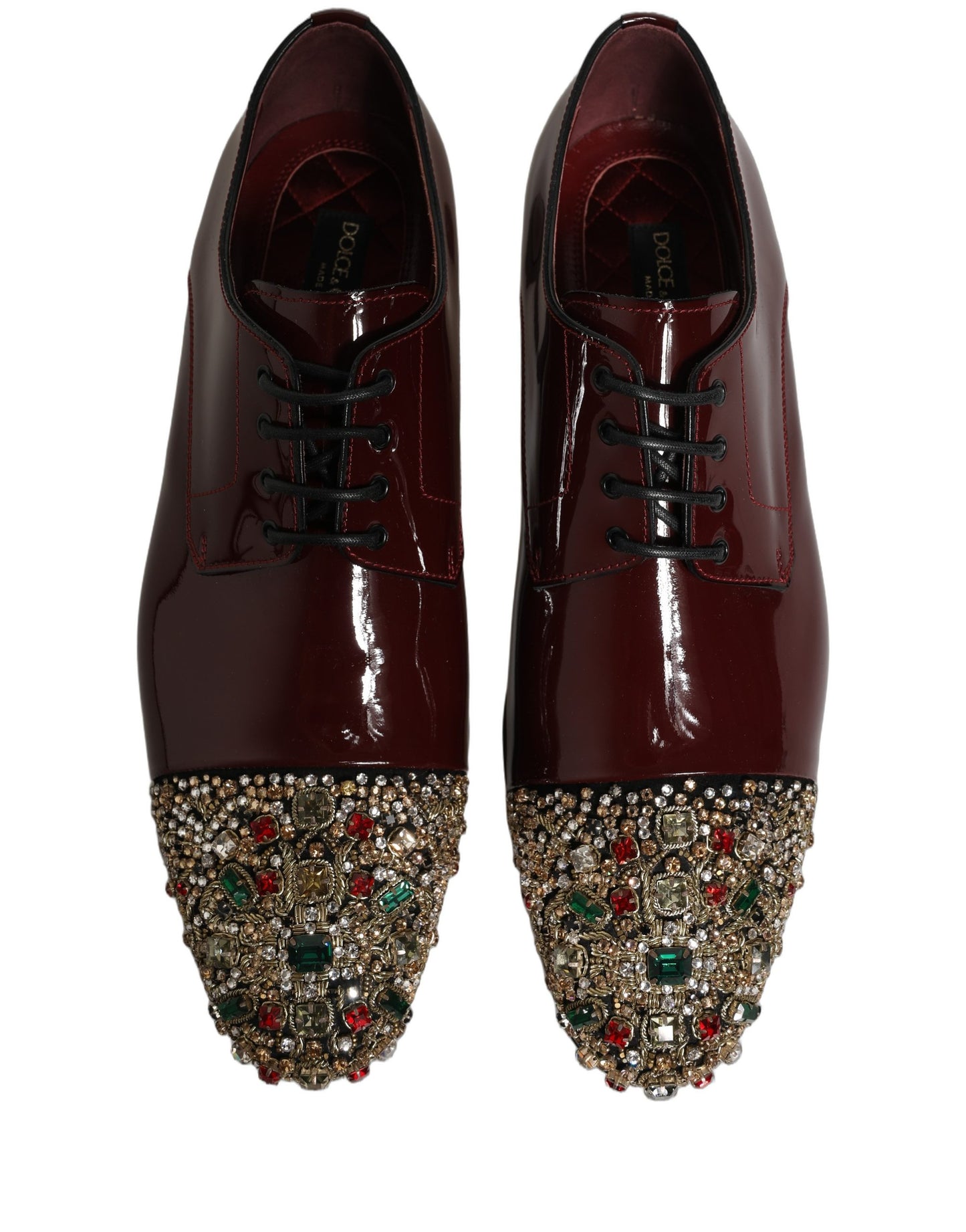Dolce & Gabbana Maroon Embellished Derby Dress Formal Shoes