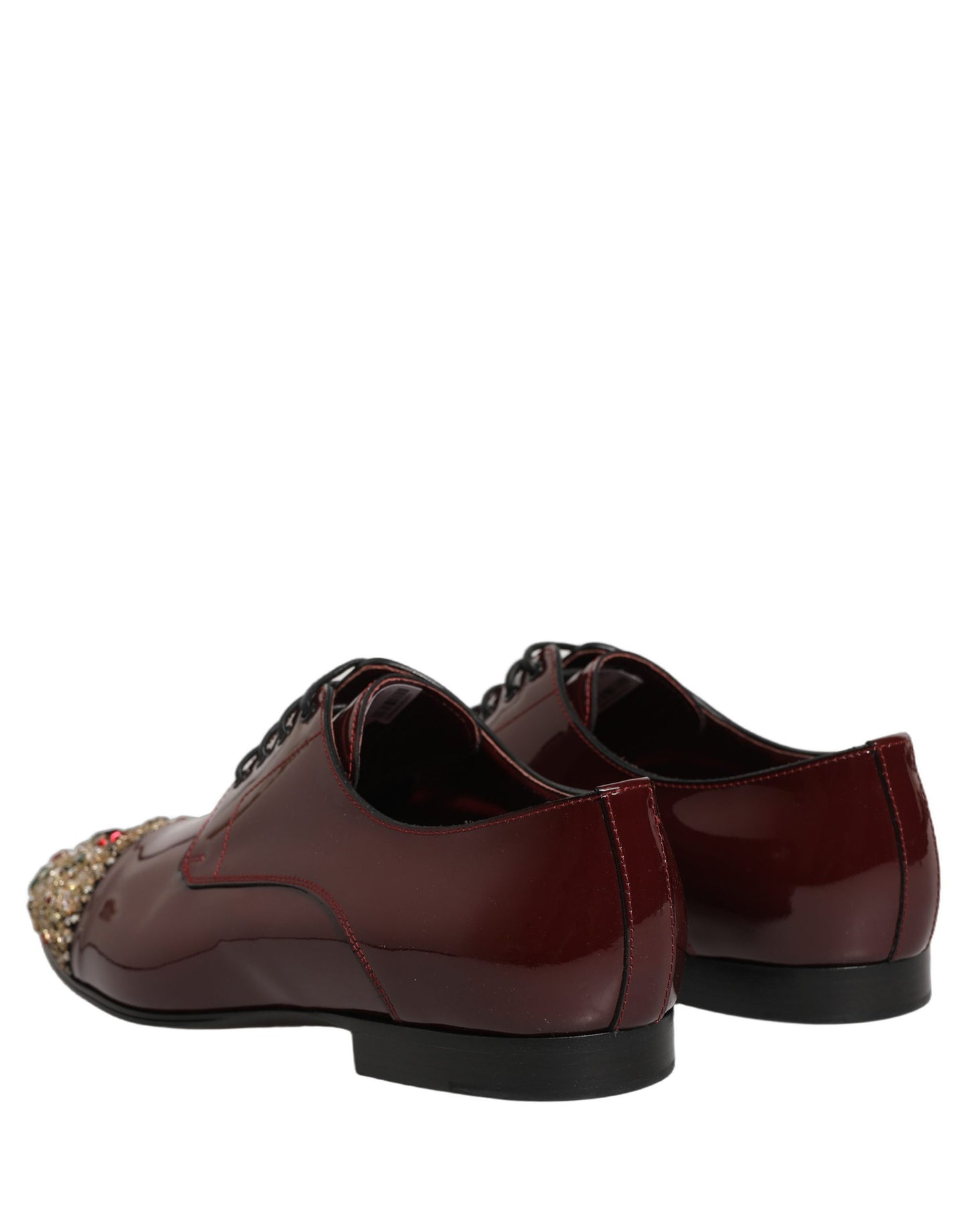 Dolce & Gabbana Maroon Embellished Derby Dress Formal Shoes