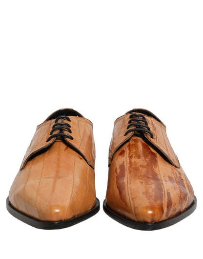 Dolce & Gabbana Brown Leather Lace Up Men Derby Dress Shoes