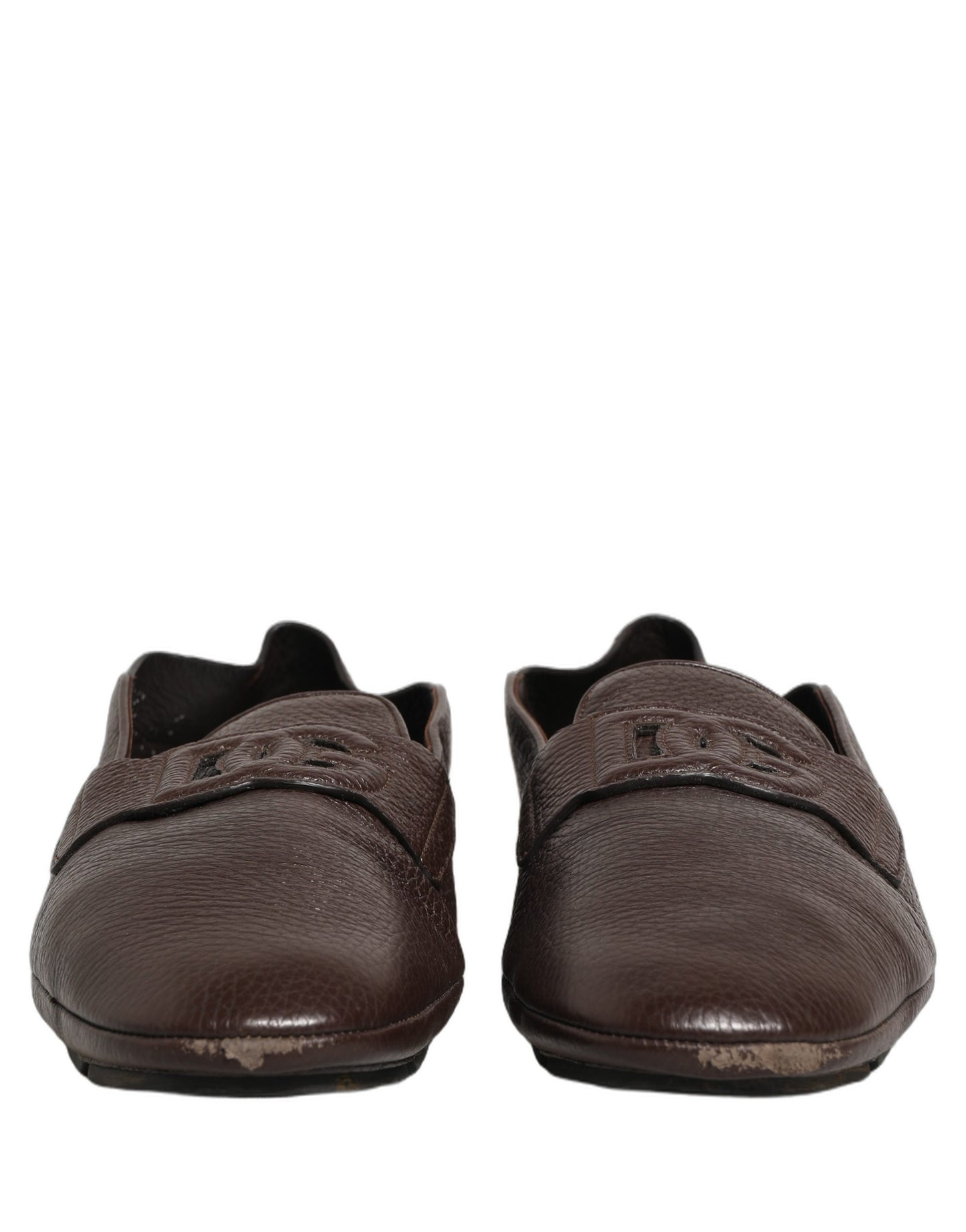 Dolce & Gabbana Brown Deerskin Leather Driver Loafers Shoes