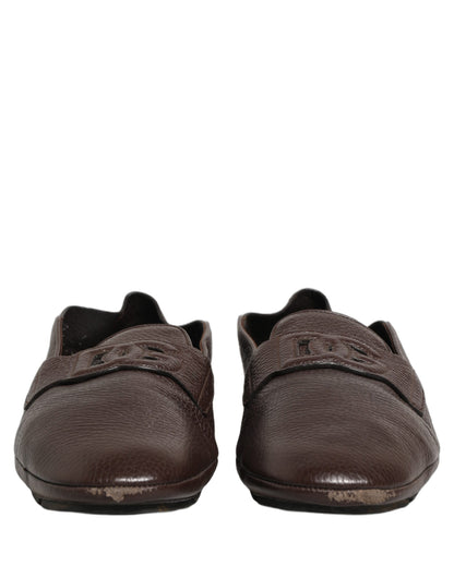 Dolce & Gabbana Brown Deerskin Leather Driver Loafers Shoes