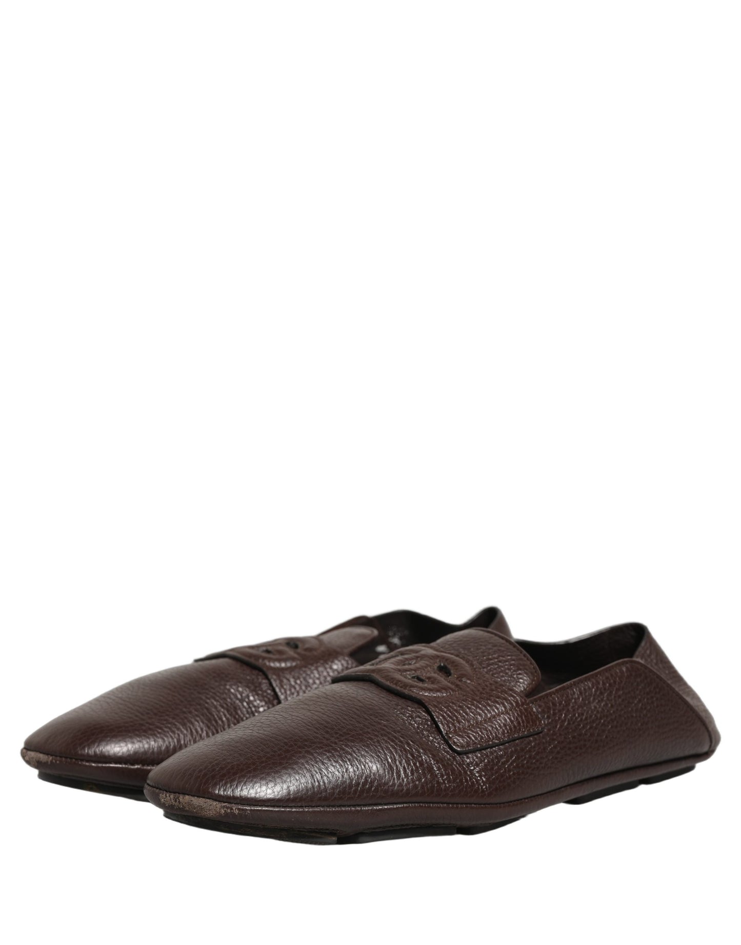 Dolce & Gabbana Brown Deerskin Leather Driver Loafers Shoes