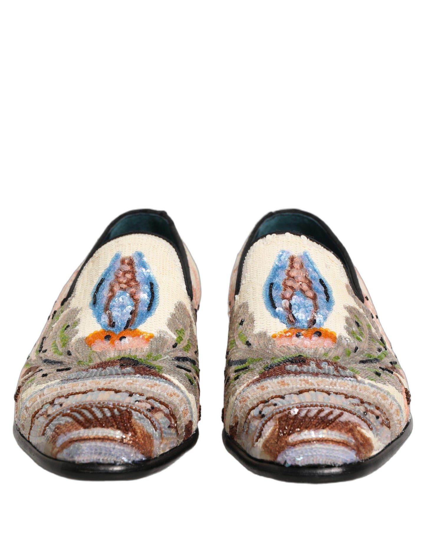 Dolce & Gabbana Multicolor Sequin Embroidered Loafers Shoes