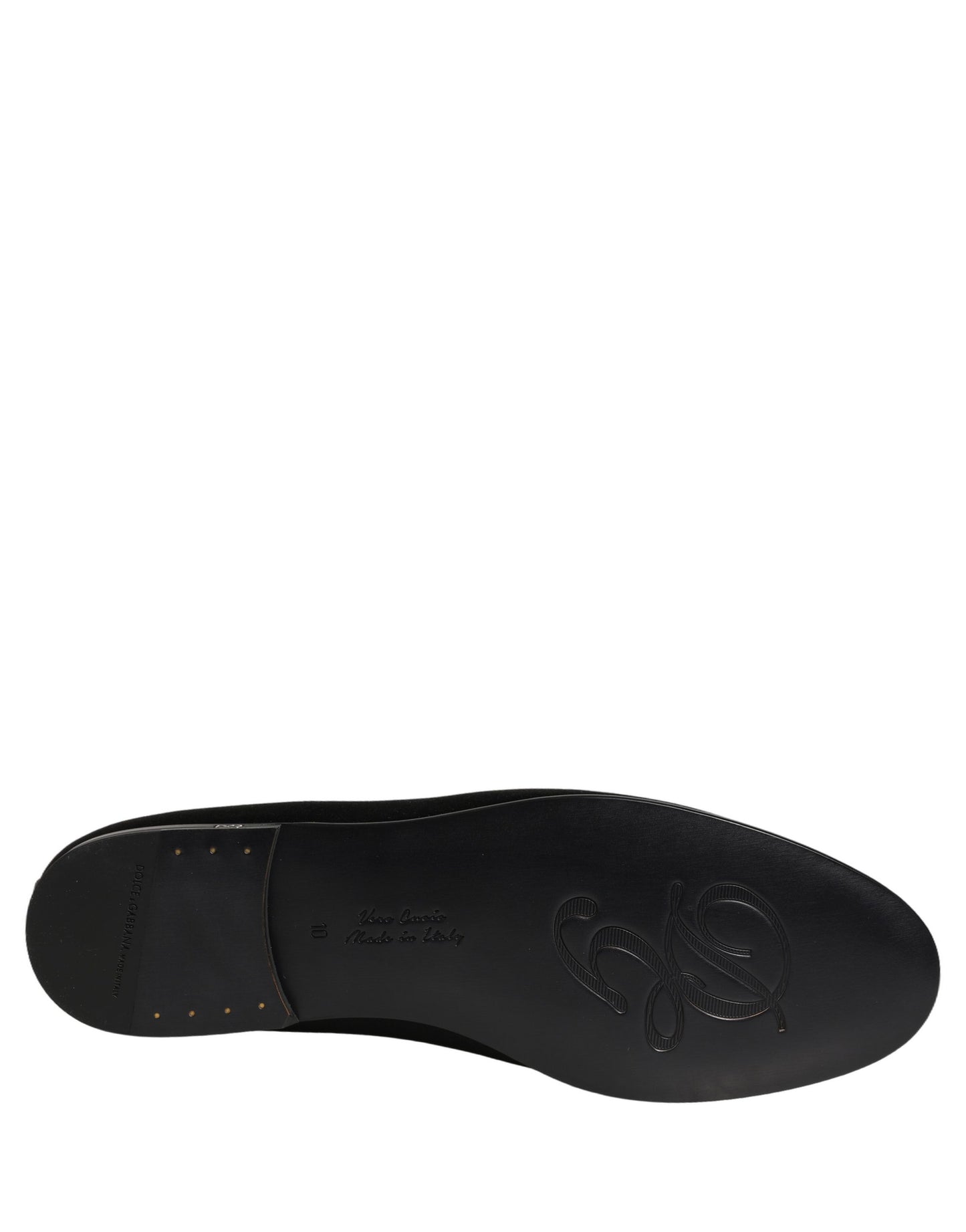 Dolce & Gabbana Black Satin Logo Slip On Flats Loafers Shoes
