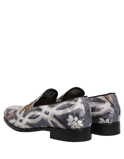 Dolce & Gabbana Multicolor Floral Tapestry Embroidery Loafer Shoes
