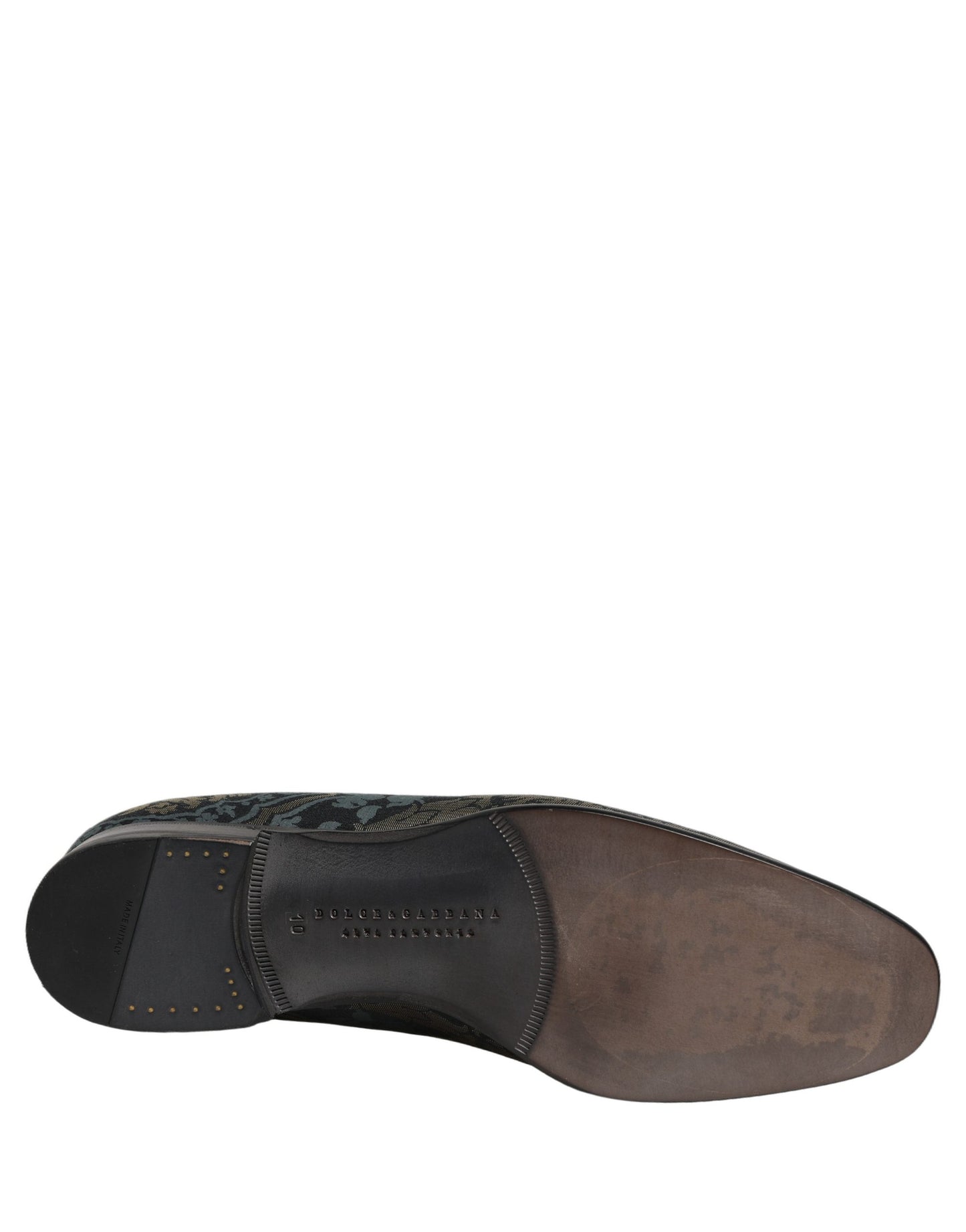 Dolce & Gabbana Black Floral Brocade Slip On Loafers Shoes