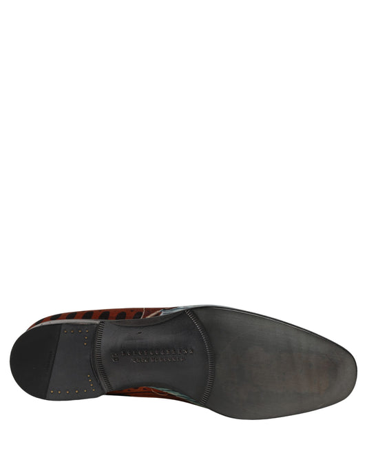 Dolce & Gabbana Multicolor Lion Print Slip On Loafers Shoes