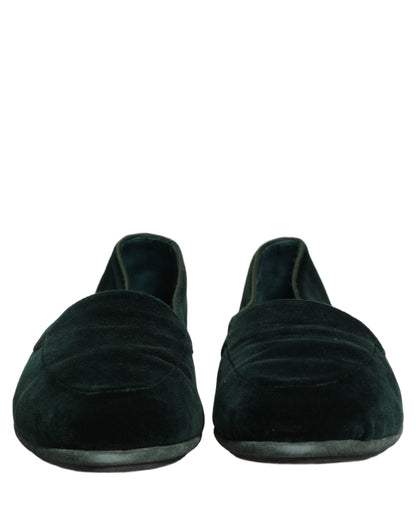 Dolce & Gabbana Green Velvet Slip On Men Flats Loafers Shoes