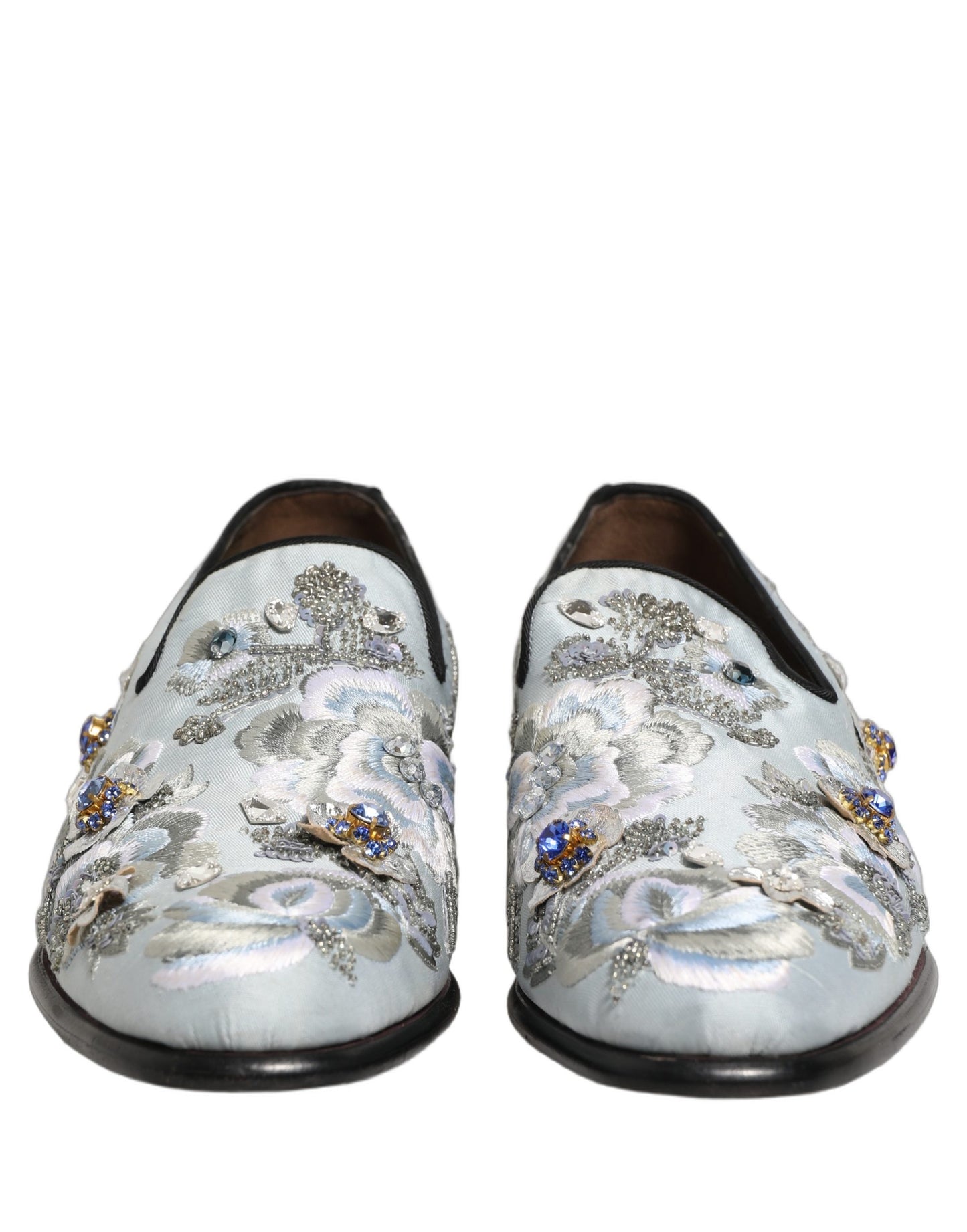 Dolce & Gabbana White Floral Embellished Men Loafers  Shoes