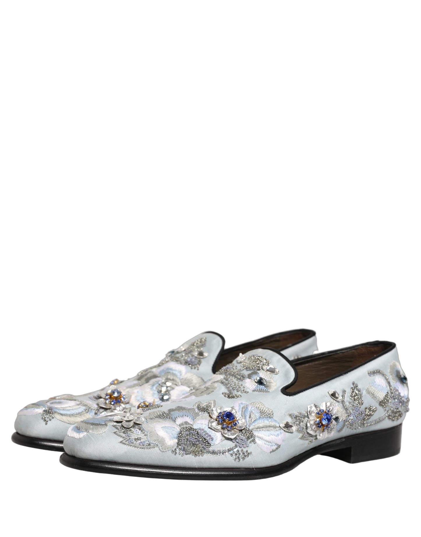 Dolce & Gabbana White Floral Embellished Men Loafers  Shoes