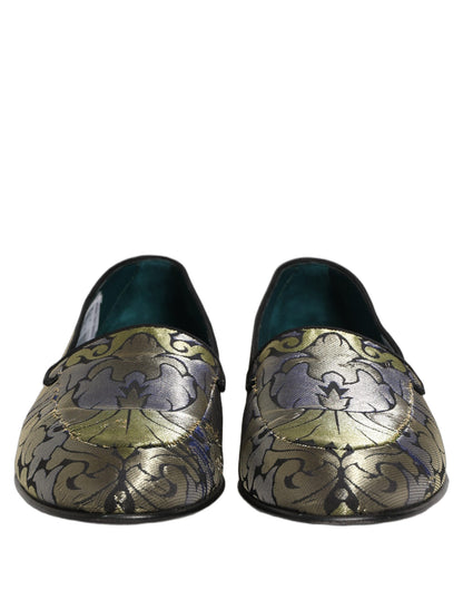 Dolce & Gabbana Multicolor Floral Jacquard Men Loafers Shoes