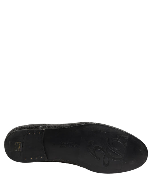 Dolce & Gabbana Black Crystal Embellished Men Loafers Shoes