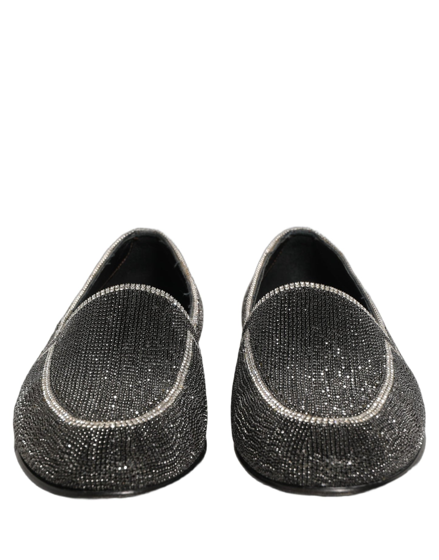 Dolce & Gabbana Black Crystal Embellished Men Loafers Shoes