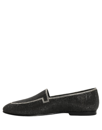 Dolce & Gabbana Black Crystal Embellished Men Loafers Shoes