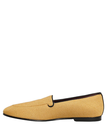 Dolce & Gabbana Yellow Woven Men Slip On Dress Loafers Shoes