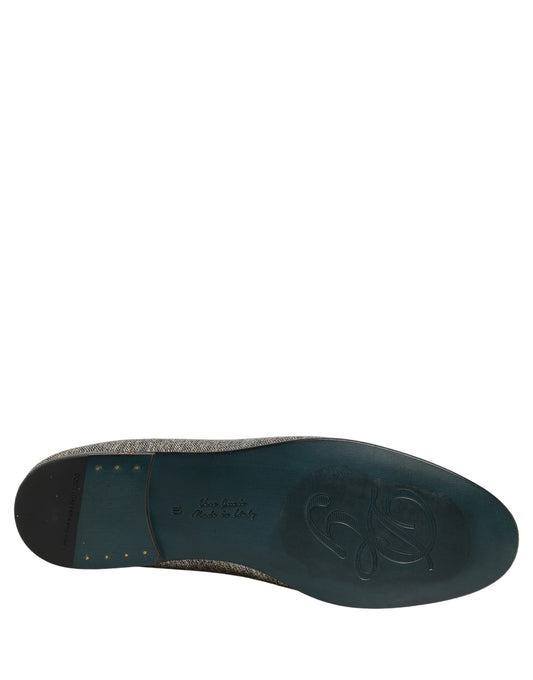 Dolce & Gabbana Gray Lurex Glitter Men Dress Loafers Shoes