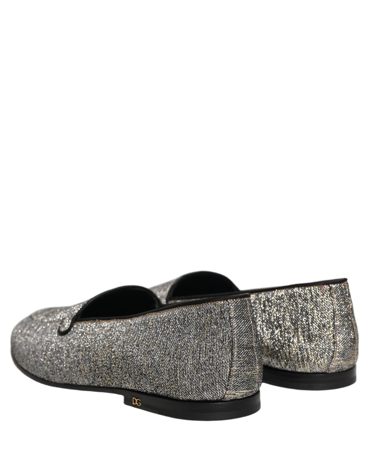 Dolce & Gabbana Gray Lurex Glitter Men Dress Loafers Shoes