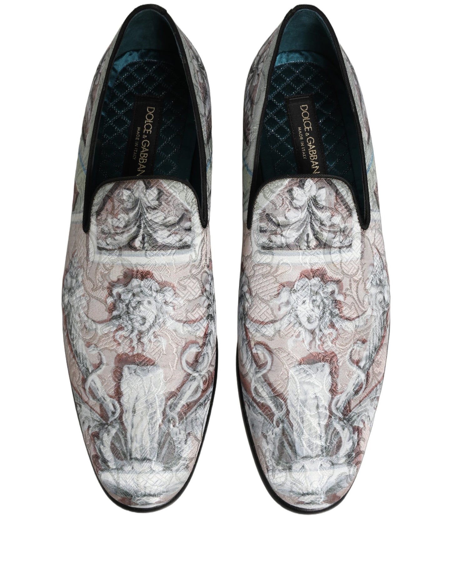Dolce & Gabbana Multicolor Velvet Baroque Dress Loafers Shoes