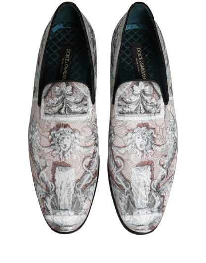 Dolce & Gabbana Multicolor Velvet Baroque Dress Loafers Shoes